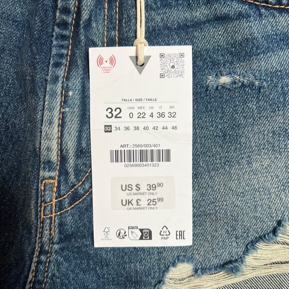 NWT Zara Curved High Waisted Denim Shorts Size 0 - Picture 2 of 4